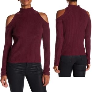 360 Cashmere Gianna Cold Shoulder Syrah (Wine) Sweater - Sz M